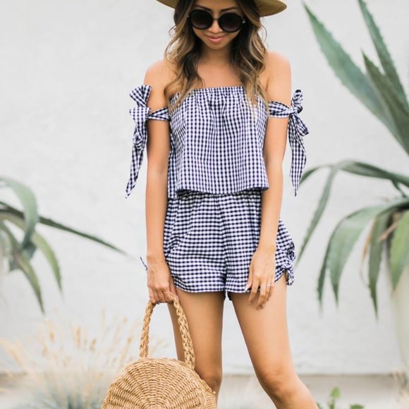 ASOS Other - ASOS DESIGN Bunny Tie Gingham Beach Set - M